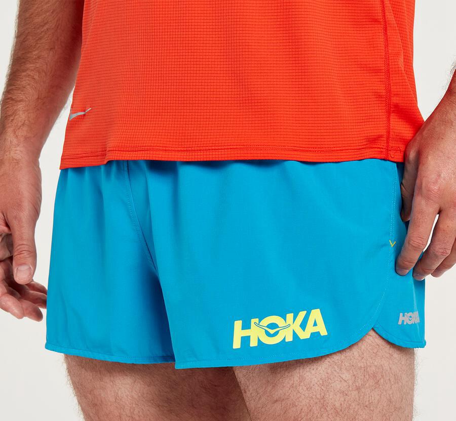 Hoka Australia One One Performance - Mens Shorts Blue - RKUQO-4953